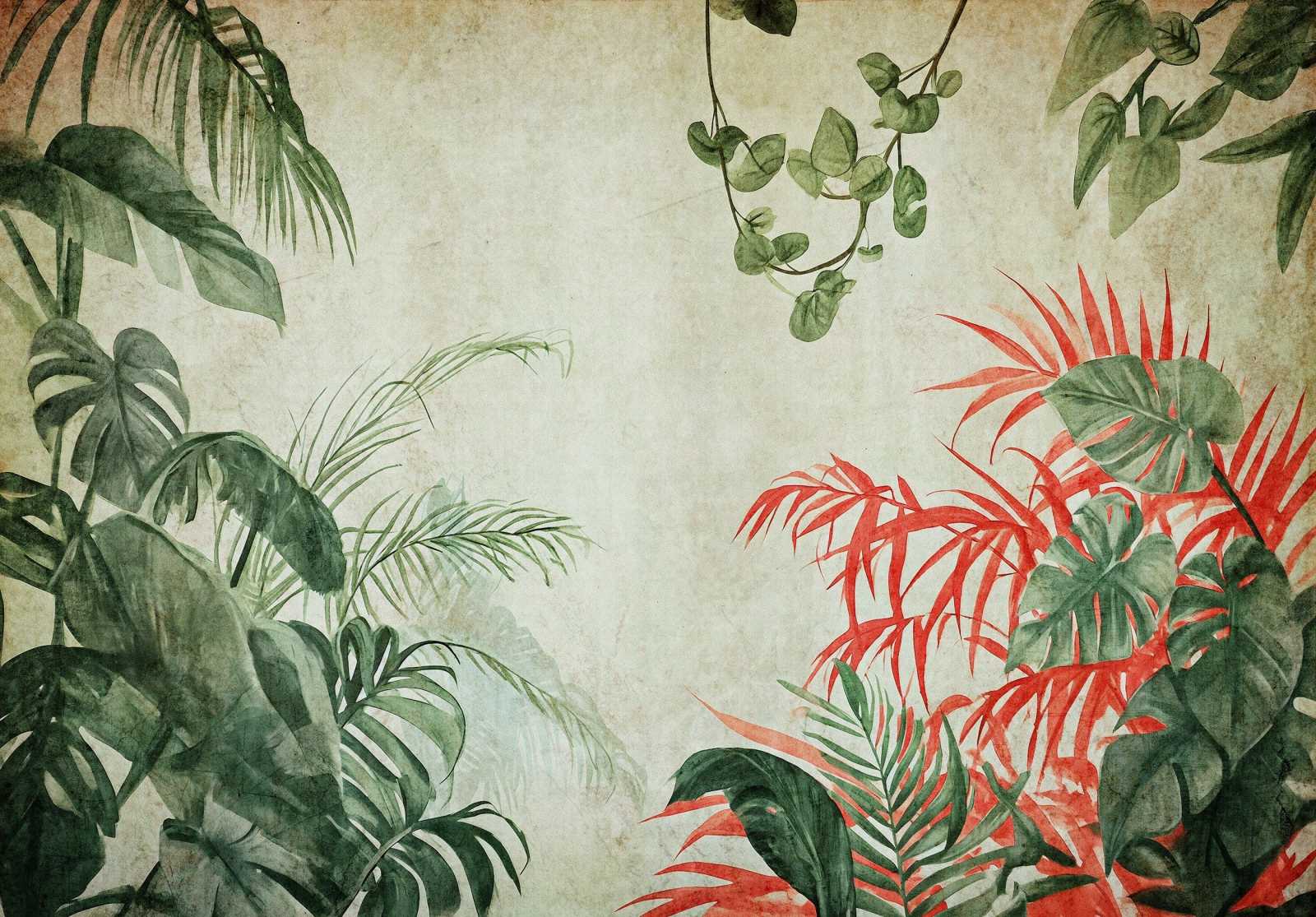 Флис Фототапет Художествен стил тропическа растителност